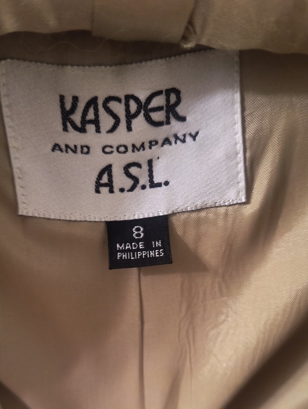 Vintage 90s Kasper A.S.L. Structured Blazer Neutral Tan Minimalist Career Read - Picture 4 of 8